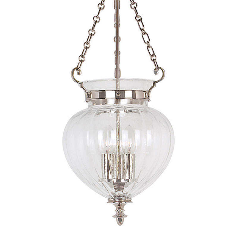 Подвесной светильник цвета никель с прозрачным ребристым стеклянным плафоном в классическом стиле Elstead Lighting Прозрачное Стекло Никель в Волгограде | Loft Concept 