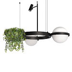 Подвесной светильник с 2-мя шарообразными плафонами и цилиндрическим спотом Light of Еyes варинант исполнения - 1 | Loft Concept в Волгограде