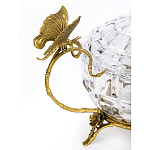 Конфетница из прозрачного рельефного стекла с ручками в виде стрекоз и фигуркой лебедя Eden Garden варинант исполнения - 2 | Loft Concept в Волгограде