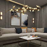 Люстра в виде золотой ветки с цветами и птичками Marvelous Garden варинант исполнения - 2 | Loft Concept в Волгограде