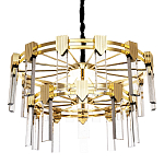 Двухъярусная люстра с прямоугольными хрустальными плафонами Glass Rectangles Gold Chandelier 76 варинант исполнения - 1 | Loft Concept в Волгограде