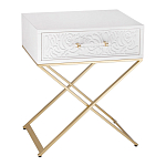 Приставной столик с выдвижным ящиком  White Table Carved Pattern варинант исполнения - 1 | Loft Concept в Волгограде