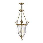 Подвесной светильник латунный с рифленым прозрачным плафоном и тремя свечеподобными лампами в классическом стиле Hinkley варинант исполнения - 2 | Loft Concept в Волгограде