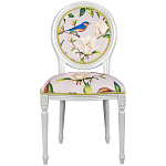 Стул светло-серый из натурального бука с изображением птиц и цветов Blooming Blue Birds варинант исполнения - 1 | Loft Concept в Волгограде