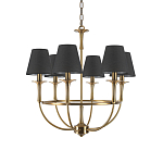 Люстра на металлическом основании бронзового цвета с 6-ю черными конусовидными абажурами Dignity варинант исполнения - 2 | Loft Concept в Волгограде