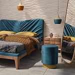 Пуф синий велюр на золотом металлическом основании Golden Belt варинант исполнения - 4 | Loft Concept в Волгограде