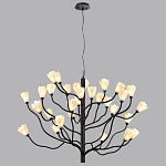 Люстра подвесная черного цвета с ветвями и белыми фарфоровыми цветами Floralis варинант исполнения - 12 | Loft Concept в Волгограде