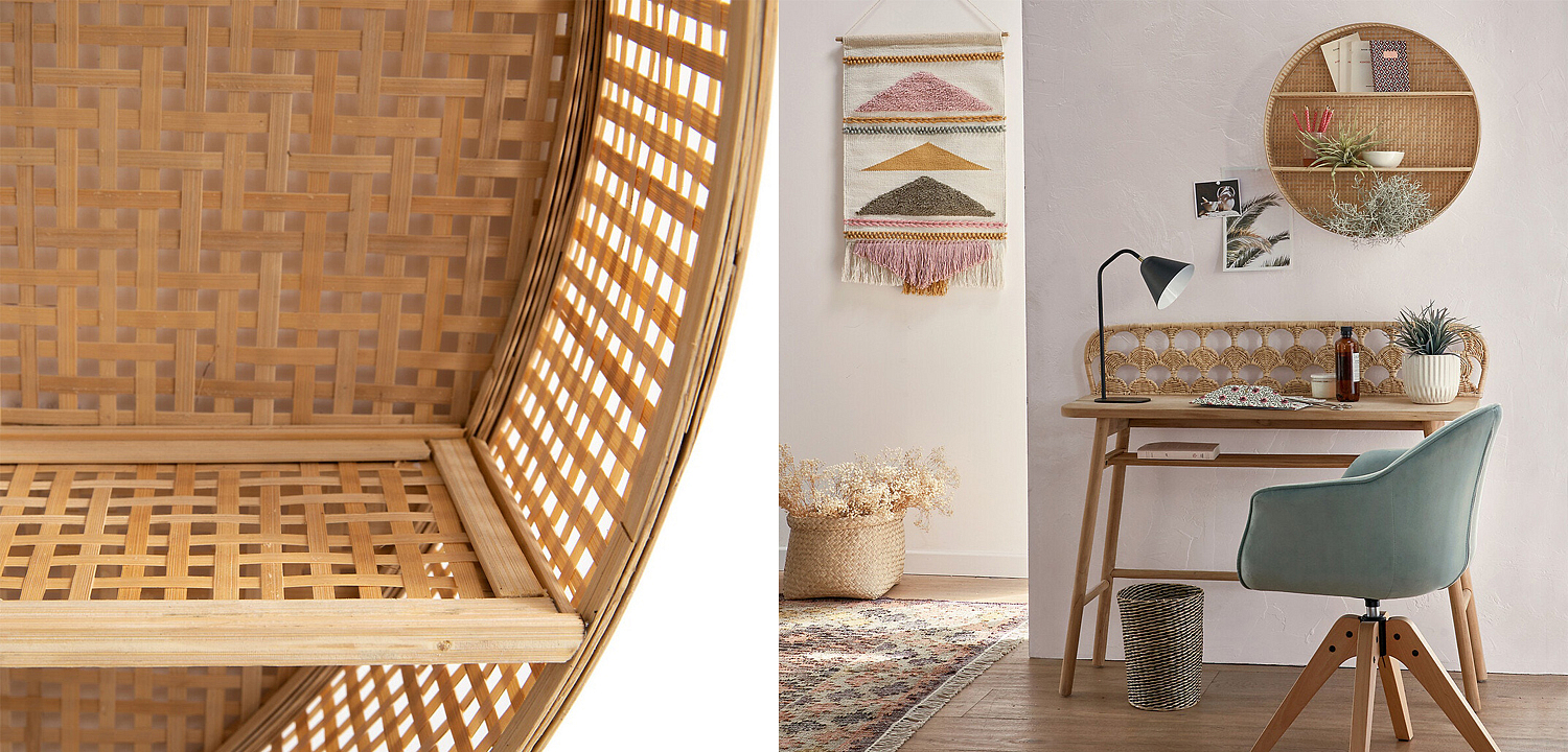 Полка Wicker Bamboo Shelf cells Полка Wicker Bamboo Shelf cells - Loft-Concept в Волгограде