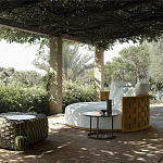 Дизайнерский уличный диван из массива дерева с плетеной спинкой PALINFRASCA Sofa варинант исполнения - 10 | Loft Concept в Волгограде