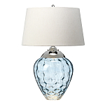 Настольная лампа со белым конусным абажуром и прозрачным голубым стеклянным основанием Quintiesse варинант исполнения - 1 | Loft Concept в Волгограде