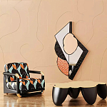 Дизайнерский журнальный стол округлой формы чёрный с золотой столешницей Fufem варинант исполнения - 1 | Loft Concept в Волгограде