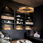 Люстра кольцевая чёрного цвета с вертикальными стеклянными элементами Ring Horizontal варинант исполнения - 2 | Loft Concept в Волгограде