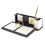 Настольный письменный набор из белого мрамора и змеевика Marble Accessory варинант исполнения - 2 | Loft Concept в Волгограде