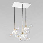 Люстра подвесная 3 лампы с прозрачными стеклянными шарами и золотыми деталями Giopato & Coombes варинант исполнения - 3 | Loft Concept в Волгограде