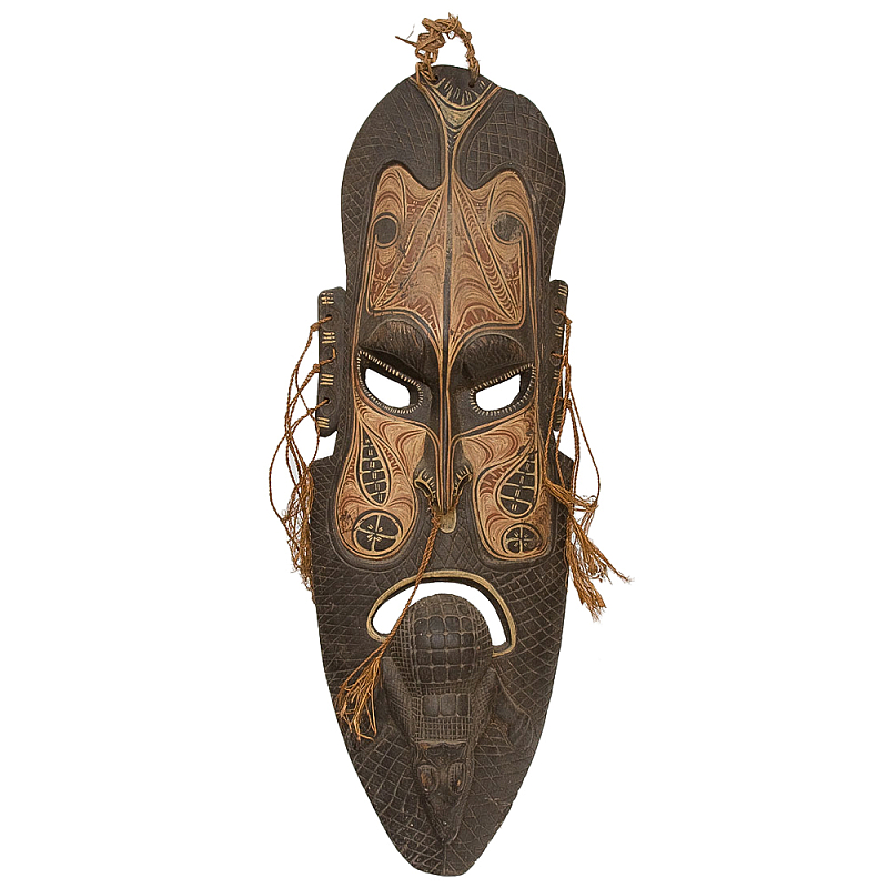 Деревянная резная маска ручной работы Papuan Wooden Mask Коричневый Бежевый Деревянная резная маска ручной работы Papuan Wooden Mask Коричневый Бежевый в Волгограде | Loft Concept