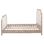 Кровать двуспальная светло-бежевая с основанием из массива дуба с мягким изголовьем Flax Beds варинант исполнения - 2 | Loft Concept в Волгограде