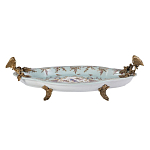 Блюдо овальное из голубого фарфора с ручками в виде бабочек и цветочным рисунком Blue Garden варинант исполнения - 1 | Loft Concept в Волгограде