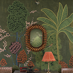 Обои ручная роспись Malwa Original colourway on Olive tobacco варинант исполнения - 1 | Loft Concept в Волгограде