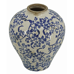 Ваза округлой формы с синим цветочным узором Blue & White Ornament  варинант исполнения - 1 | Loft Concept в Волгограде