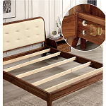 Кровать двуспальная с каркасом из дерева и мягким изголовьем Moon Walnut Bed варинант исполнения - 5 | Loft Concept в Волгограде