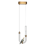 Подвесной светильник с декоративной фигуркой птицы на прозрачной изогнутой трубке Ganthea варинант исполнения - 2 | Loft Concept в Волгограде