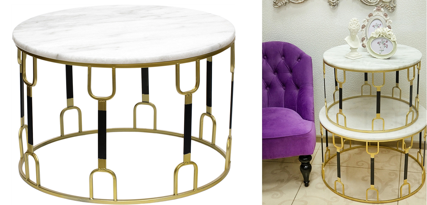 Приставной стол Dorius Side Table white marble Приставной стол Dorius Side Table white marble - Loft-Concept в Волгограде