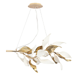 Люстра подвесная с декоративными белыми и золотыми листьями на текстурном основании Wintery flovers варинант исполнения - 1 | Loft Concept в Волгограде