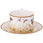 Чайная пара из фарфора с изображением собаки и уток 300 мл Hunting Porcelain Collection варинант исполнения - 2 | Loft Concept в Волгограде