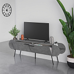ТВ-тумба серая с 2-мя откидными дверцами и 2-мя открытыми полками CAPSULE TV STAND RETRO GREY варинант исполнения - 2 | Loft Concept в Волгограде