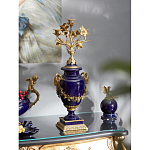 Подсвечник из темно-синего фарфора с бронзовыми элементами и цветами Eden Garden варинант исполнения - 2 | Loft Concept в Волгограде