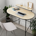 Стол письменный овальной формы с полкой LOUB WORKING TABLE BLACK OAK варинант исполнения - 5 | Loft Concept в Волгограде