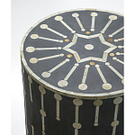 Приставной круглый столик с инкрустацией Mandika Bone Inlay Gray варинант исполнения - 1 | Loft Concept в Волгограде