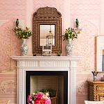 Обои ручная роспись Jharokha Arches Original colourway on pink painted Xuan paper варинант исполнения - 4 | Loft Concept в Волгограде