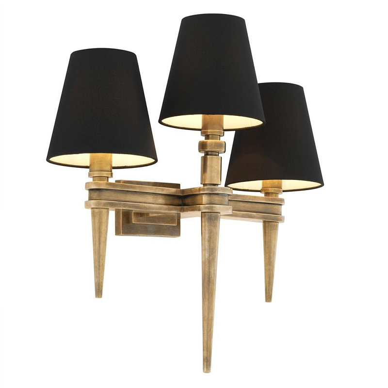 Бра Wall Lamp Waterloo Triple Brass Черный Латунь Античная полированная Бра Wall Lamp Waterloo Triple Brass Черный Латунь Античная полированная в Волгограде | Loft Concept