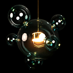 Подвесной светильник с прозрачными бирюзовыми стеклянными шарами и золотыми деталями Диаметр 46 Giopato & Coombes варинант исполнения - 4 | Loft Concept в Волгограде