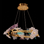 Люстра круглая на золотом каркасе с птичками и цветочным декором Miscellaneous herbs варинант исполнения - 5 | Loft Concept в Волгограде