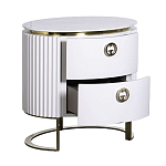 Тумбочка белая овальная с мраморной столешницей Thoroughbass варинант исполнения - 2 | Loft Concept в Волгограде