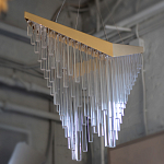 Люстра золотого цвета в форме галочки с каскадом длинных прозрачных трубок Eurofase варинант исполнения - 14 | Loft Concept в Волгограде