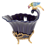 Чаша темно-синего цвета из фарфора с разноцветной птичкой Eden Garden porcelain and bronze варинант исполнения - 8 | Loft Concept в Волгограде