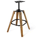 Барный стул со спинкой и металлической подставкой на 4-х деревянных ножках Коричневый Велюр Vendramin Chair варинант исполнения - 5 | Loft Concept в Волгограде