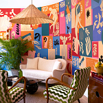 Обои ручная роспись в стиле Арт-деко Jazz Original colourway on painted silk with embroidery варинант исполнения - 1 | Loft Concept в Волгограде