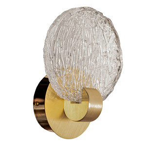 Бра из фактурного стекла на золотом основании Fluted Elegant Sconce