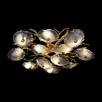 Потолочная люстра круглая ветвистыми бронзовыми элементами и стеклянными рифлеными дисками Textured Glass Chandelier варинант исполнения - 4 | Loft Concept в Волгограде