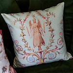 Декоративная подушка светло-зеленая с растительным орнаментом Raffael Angel Green Cushion варинант исполнения - 3 | Loft Concept в Волгограде