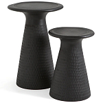 Круглый приставной столик из массива манго Piero Black Side Table варинант исполнения - 3 | Loft Concept в Волгограде