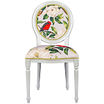 Стул светло-серый из натурального бука с изображением птиц и цветов Blooming Birds Red  варинант исполнения - 1 | Loft Concept в Волгограде