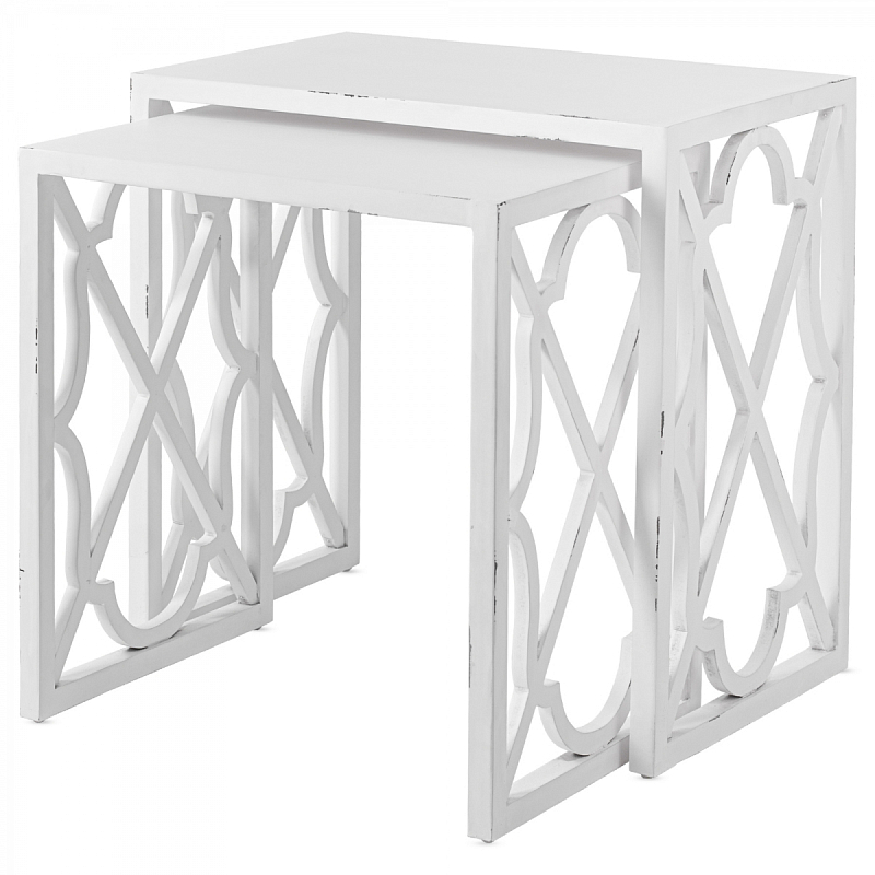 Комплект столиков Tommy Bahama Stovell Ferry Nesting Tables Белый винтажная патина Комплект столиков Tommy Bahama Stovell Ferry Nesting Tables Белый винтажная патина в Волгограде | Loft Concept