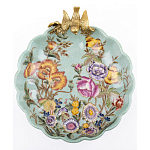 Блюдо из голубого фарфора с бронзовой птичкой Blue Garden варинант исполнения - 2 | Loft Concept в Волгограде