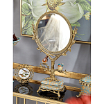 Зеркало с бронзовой подставкой в виде дерева и фарфоровыми птичками на голубом основании Eden Garden варинант исполнения - 4 | Loft Concept в Волгограде