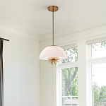 Подвесной светильник золотого цвета с полусферическим опаловым плафоном и декоративным элементом Elstead Lighting варинант исполнения - 7 | Loft Concept в Волгограде